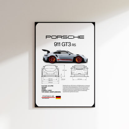 Porsche 911 GT3 RS Specifications Poster