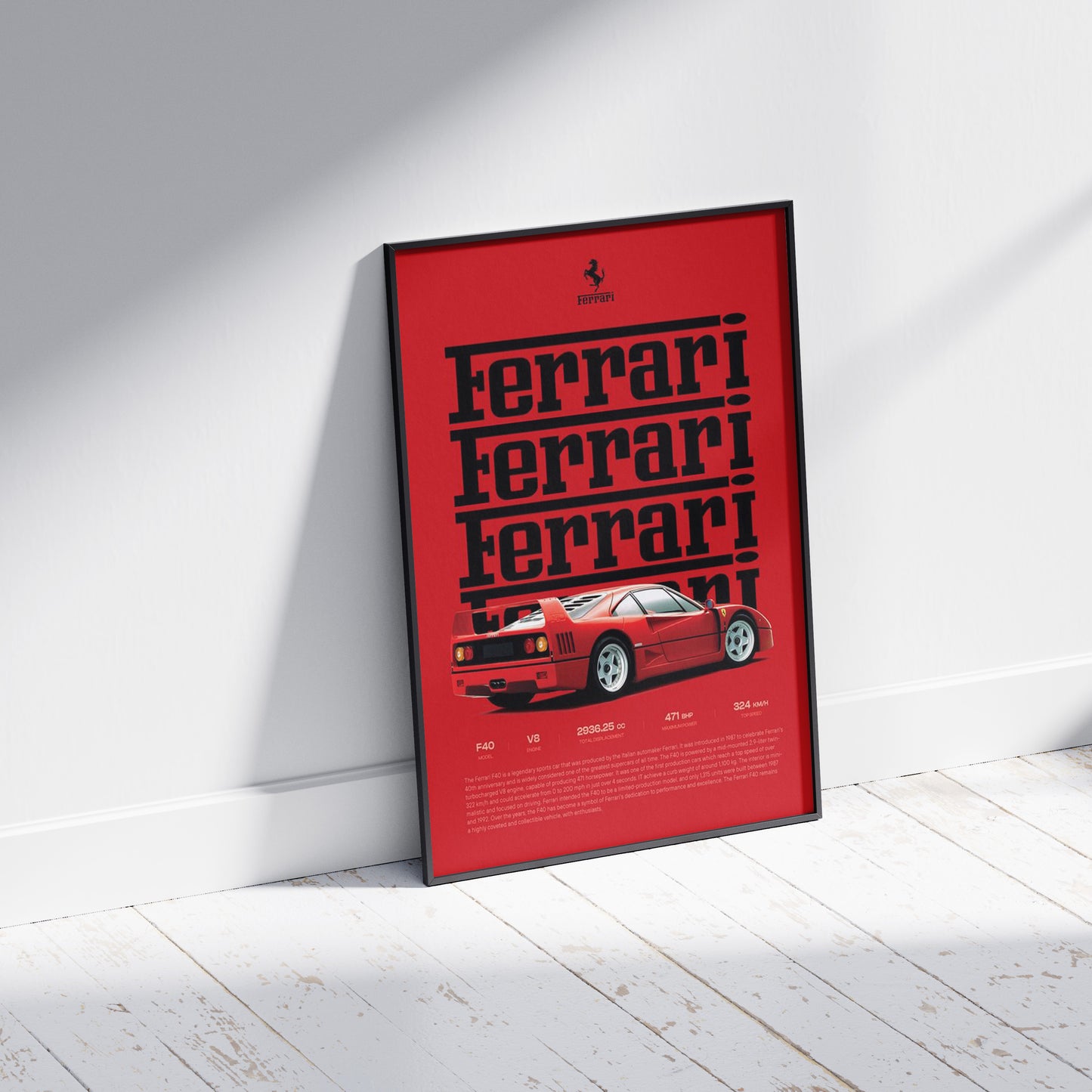 Ferrari F40 Specs Poster