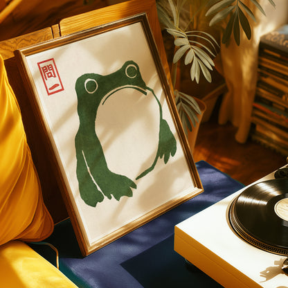 Japanese frog poster by Matsumoto Hoji