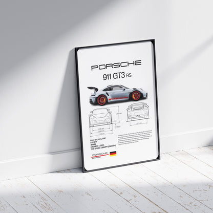 Porsche 911 GT3 RS Specifications Poster