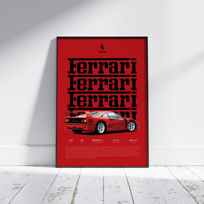 Ferrari F40 Specs Poster