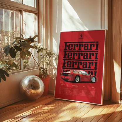 Ferrari F40 Specs Poster